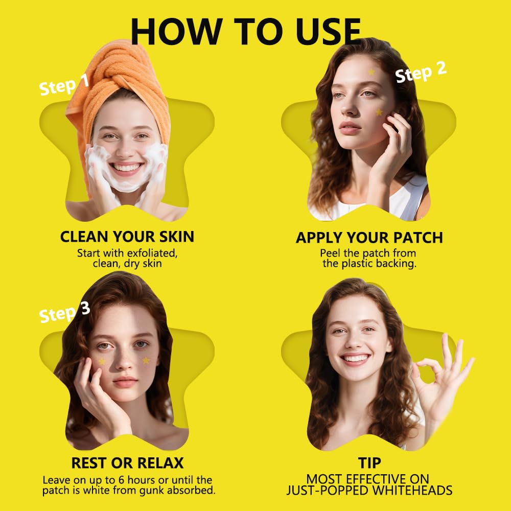 SPLASHGRIP Hydrocolloid Patch Acne Patches Cute Star Spot Stickers Pimple Patches for Face Zit Patch（32 Count）