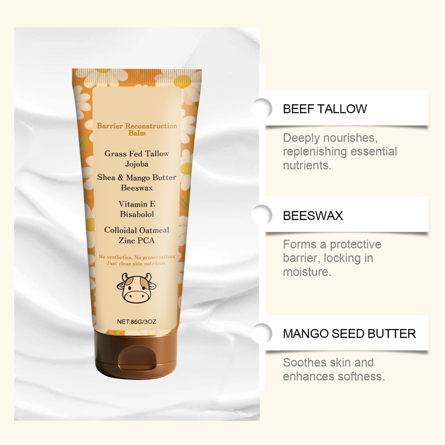 OYKOSE Tallow Glow Balm, Grass Fed Tallow Barrier Support Balm, Beef Tallow For Face Helps Support The Skin’S Natural Barrier