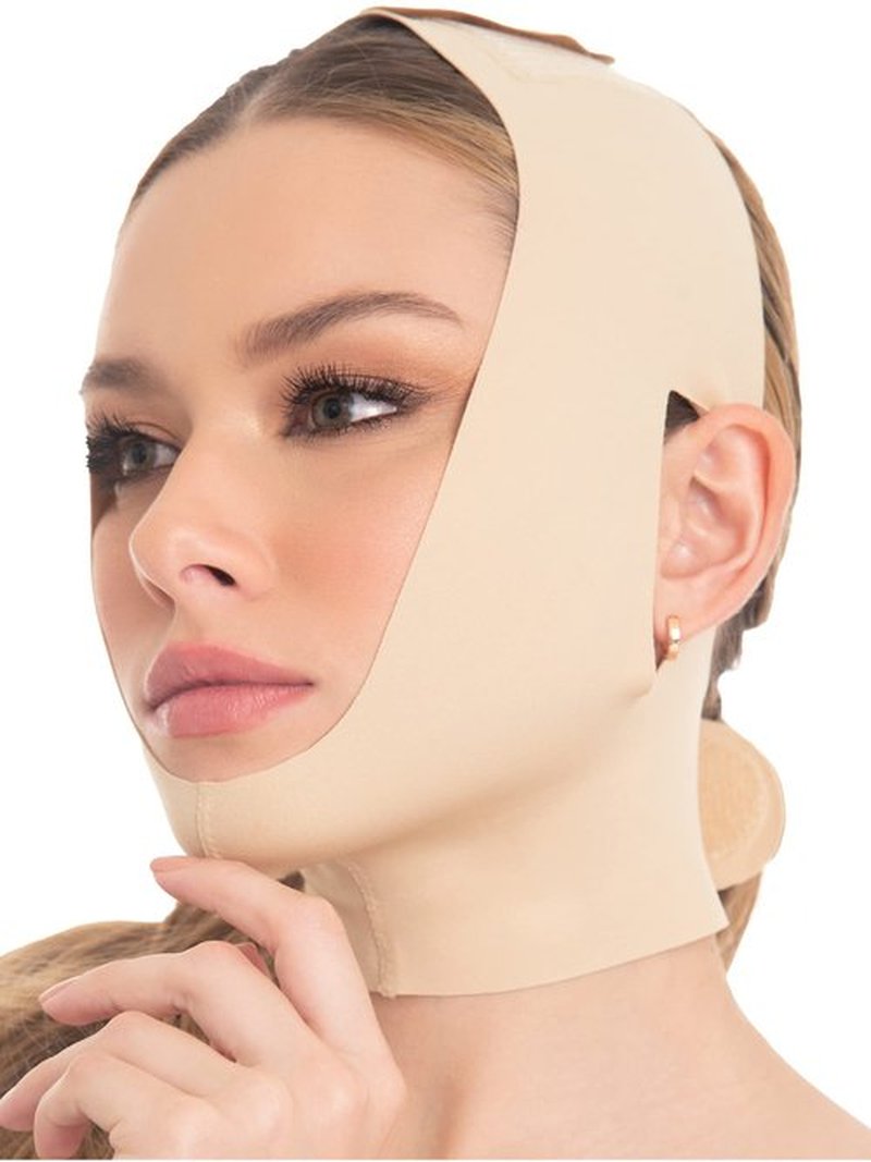 M&D Face Slimming Chin Strap Lipo Compression Garment Mentonera Postquirúrgica Facial Beige M