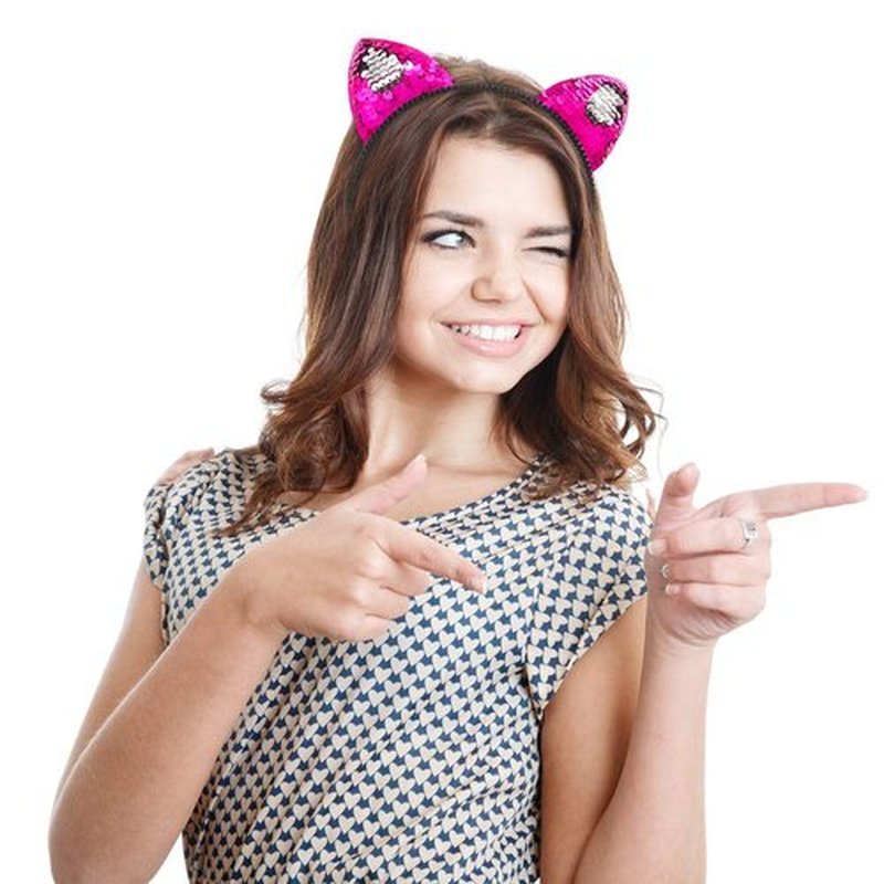 Beinou Reversible Sequin Cat Ears Headband Shiny Cat Ear Hair Hoops Cute Bling Kitty Hairband Hair Accessories for Women Girls Daily Wearing and Party Decoration