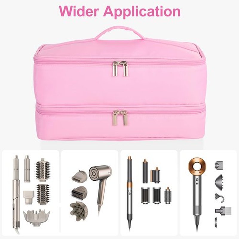 GENCAM Double-Layer Carrying Case for Shark Flexstyle, Travel Case for Shark 430/440 Flexstyle, Portable Storage Case for Shark Flexstyle/Dyson Airwrap Styler and Attachments (pink)