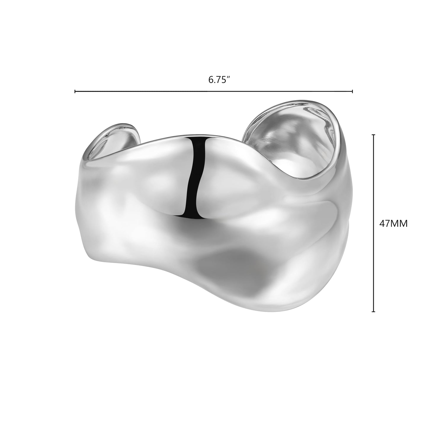 Amazon Essentials Silver Cuff Bracelet for Women - Fine Silver Plated, Chunky Bangle Bracelet