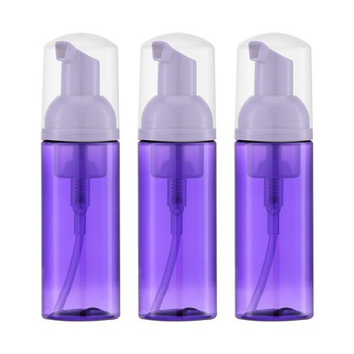 Owlyee 2oz Foam Bottle (3PCS) Empty Foaming Pump Dispenser for Hand Soap, Lash Cleanser, Shampoo to Travel (60ml, Purple)
