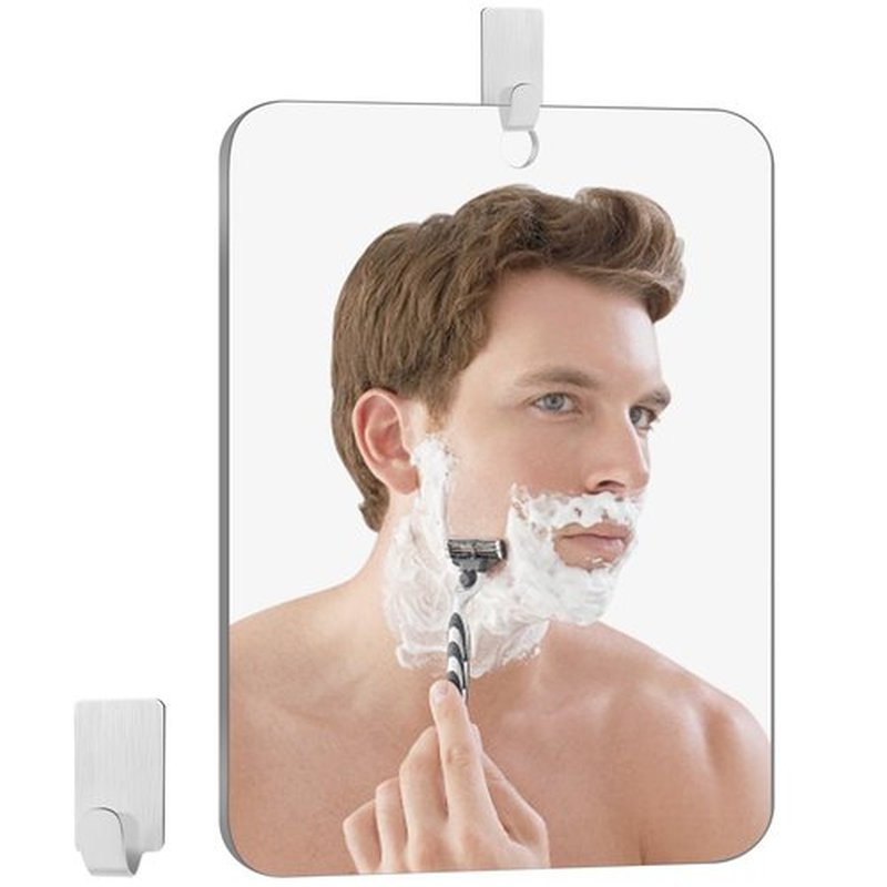 EUAIAJ Fogless Shower Mirror, Shower Mirror Large (10.5x8in) & Clear Reflection, Easy Install & Unbreakable, Travel Shower Anti Fog Mirror, Adhesive Shower Mirror