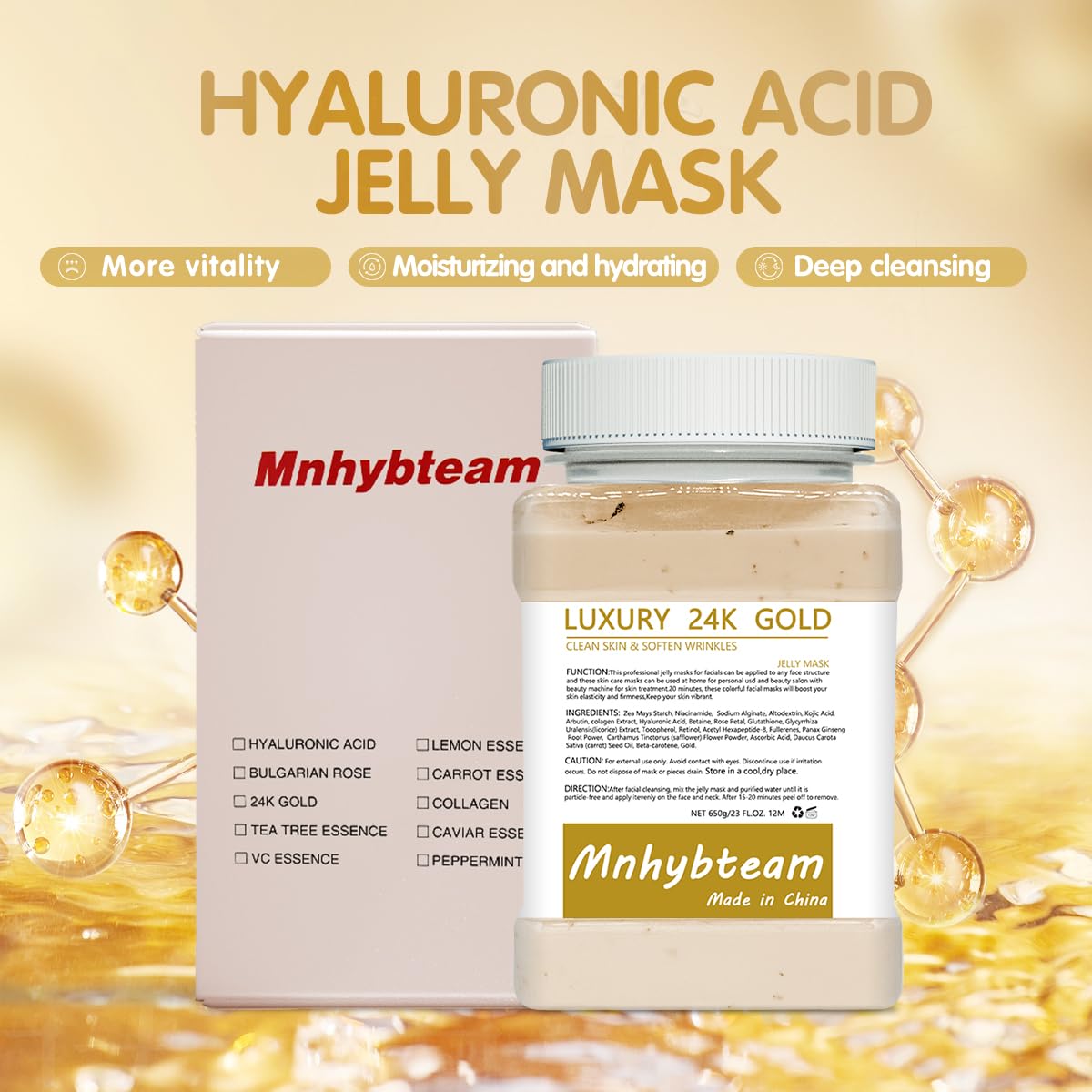 Mnhybteam Jelly Masks For Facials Professional, hydrojelly Mask SkinCare Spa Face Mask Gel Powder Hydrating & Deeply Purifying hydrojelly Mask Spa Set, (Bulgarian Rose Pack of 1), 23 Fl Oz