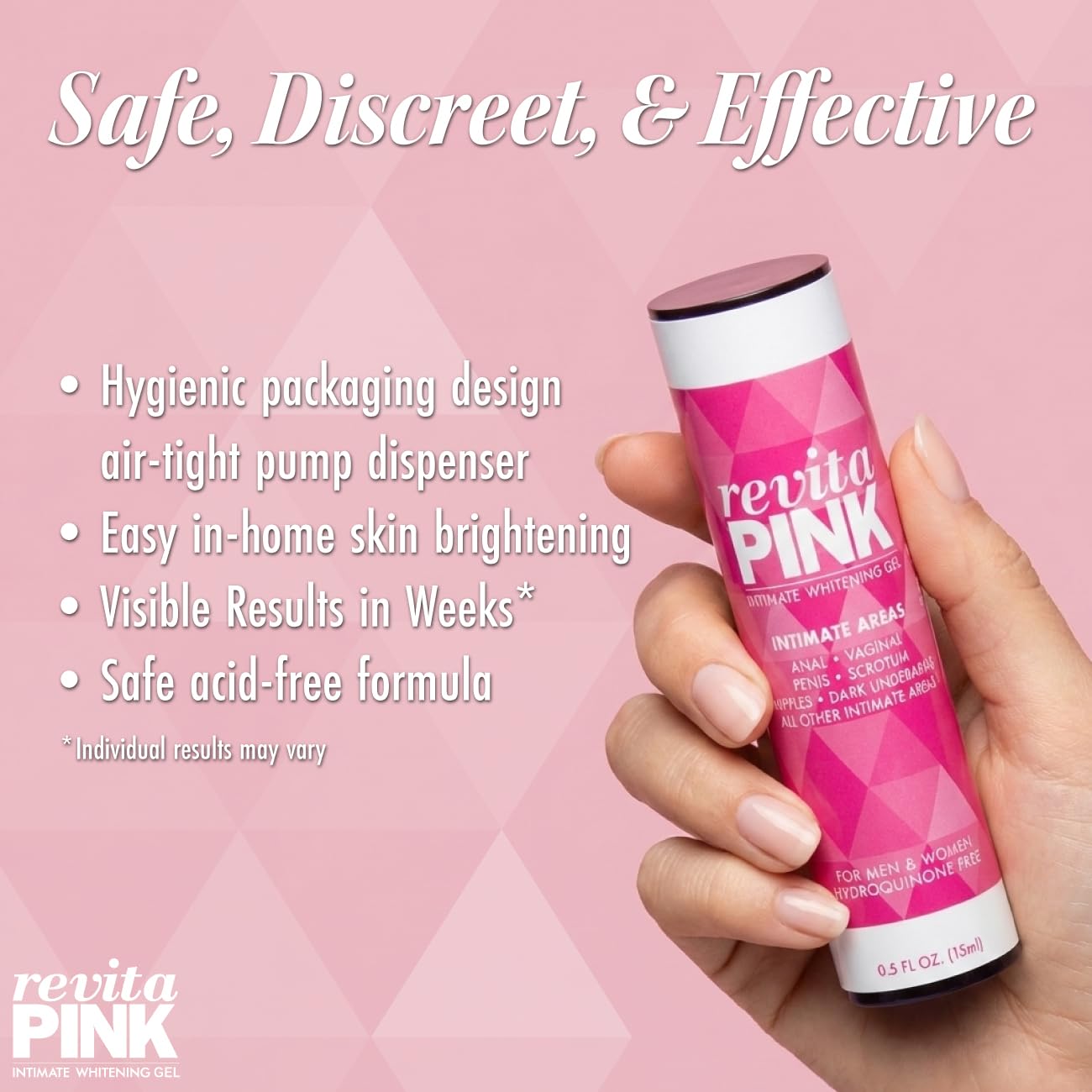 Revita PINK Intimate Area Brightening Gel | Skin Bleaching Cream for Intimate Areas, Underarm Whitening Cream, Armpit Whitening, Inner Thigh, Bikini Area, Dark Spot Remover Corrector, Skin Lightening