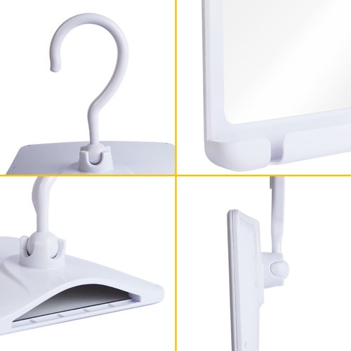 MIRRORVANA Dual Anti Fog Shower Mirror for Shaving with Hook for Hanging and Fogless Shatterproof Surface - Fill Back Chamber/Reservoir with Hot Water for Fog Free Shave (8" x 7", White)