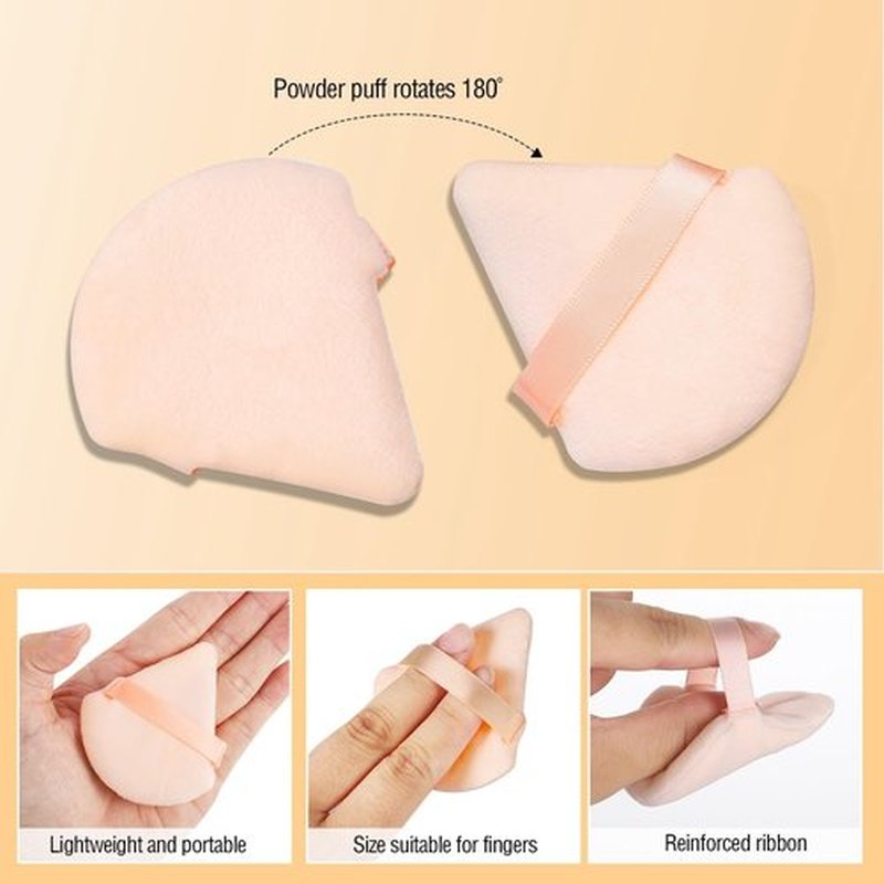 Pimoys 6 Pieces Powder Puff Triangle Makeup Powder Puffs for Face Powder Setting Powder Cosmetic Foundation Blending Sponge Beauty Makeup Tool, Beige