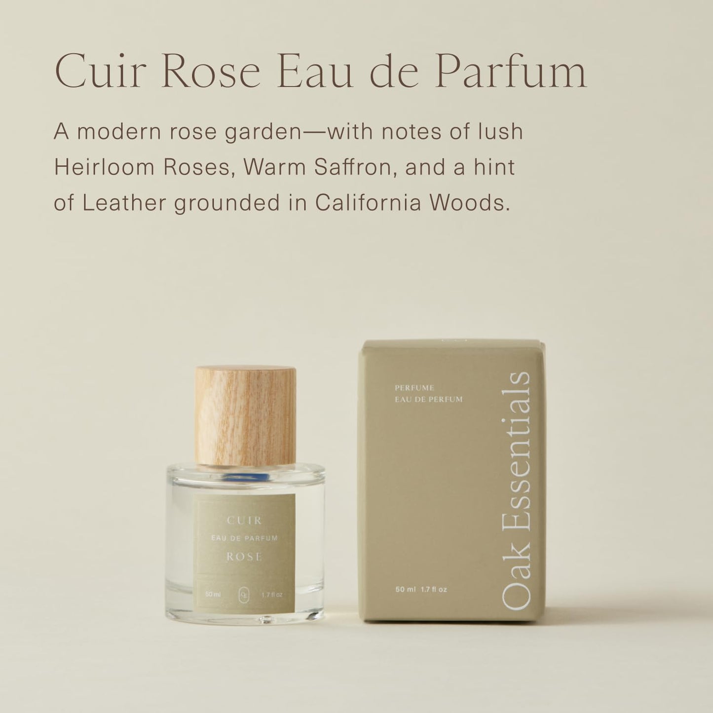 Oak Essentials Cuir Rose Eau De Parfum | Clean Fresh Floral Fragrance with Rose, Cassis, Saffron & Amber, 50 mL