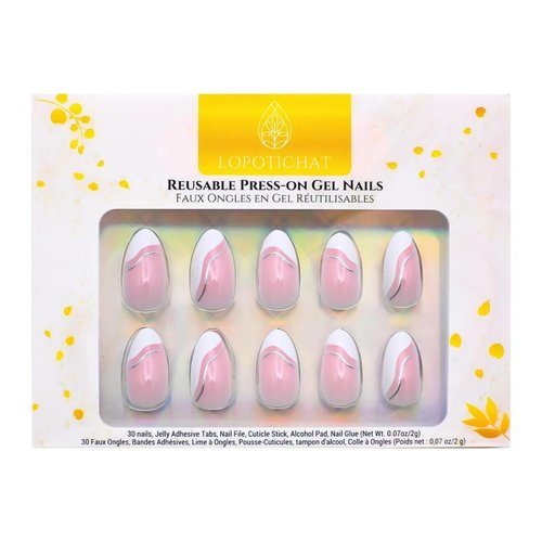 Lopotichat Ultra-Resistant Gel Press-On Nails Set - 30 Nails in 15 Sizes for Perfect & Natural Fit - Reusable Manicure for DIY Salon-Quality Nails at Home (Blush Bijou)