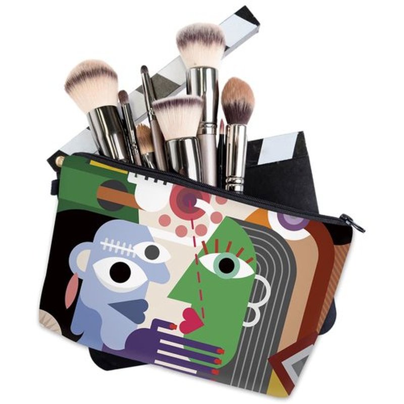 LOOMILOO Small Toiletry Bags for Women, Adorable Roomy Makeup Pouch Travel Water Resistant Cosmetic Purse Accessories Organizer Gift(Modern Abstract 55548)