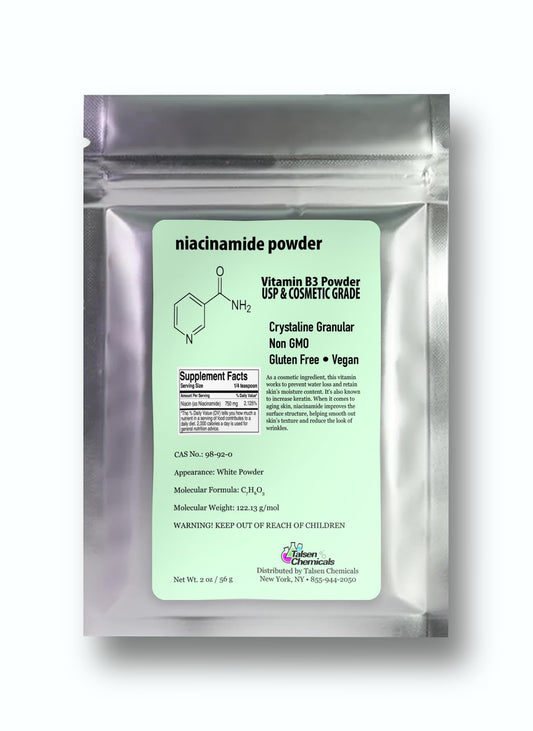 Talsen Chemicals Pure Niacinamide Powder for Skin Care (Vitamin B3) DIY Niacinamide Serum, Niacin Powder (2 Ounce / 56 Gram) Cosmetic Grade