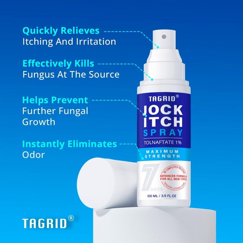 TAGRID Jock Itch Spray - Maximum Strength Antifungal Treatment for Itchy Skin Relief | 3.5 Fl Oz