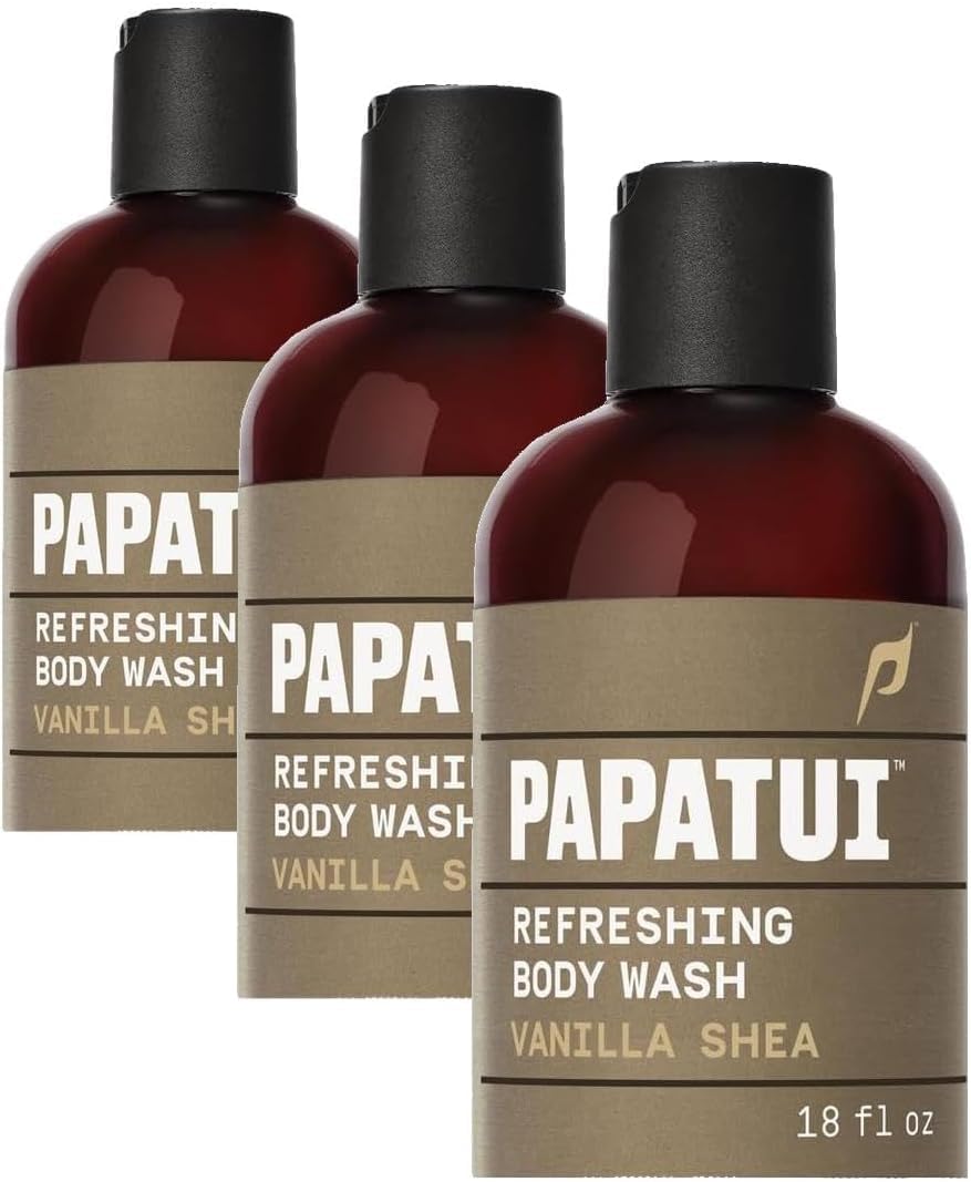 PAPATUI by Dwayne Johnson Refreshing Exfoliating Body Wash for Men | Hydrating & Made with Coconut Oil | Vanilla Shea | 18 oz (Pack of 3)