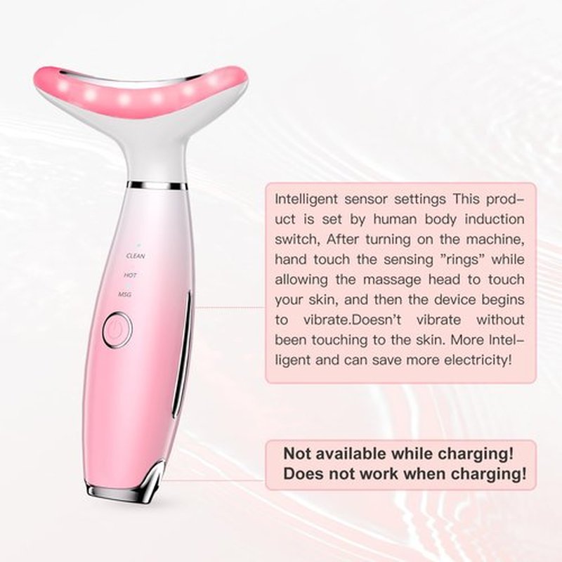 Neck Face Massager, 3-in-1 Facial Massager, Face Sculpting Tool with Vibration and Thermal (Pink)