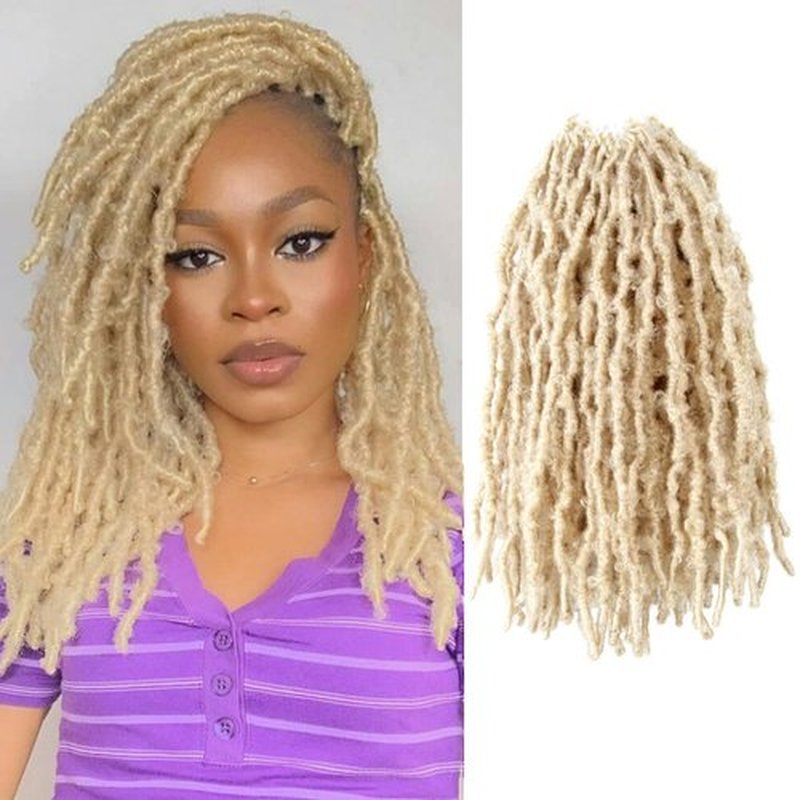 NISEYO NU Short Pre-looped Butterfly Locs Crochet Hair 12 Inch 8 Packs Light Weight & Soft Distressed Locs, 613#(Blonde)