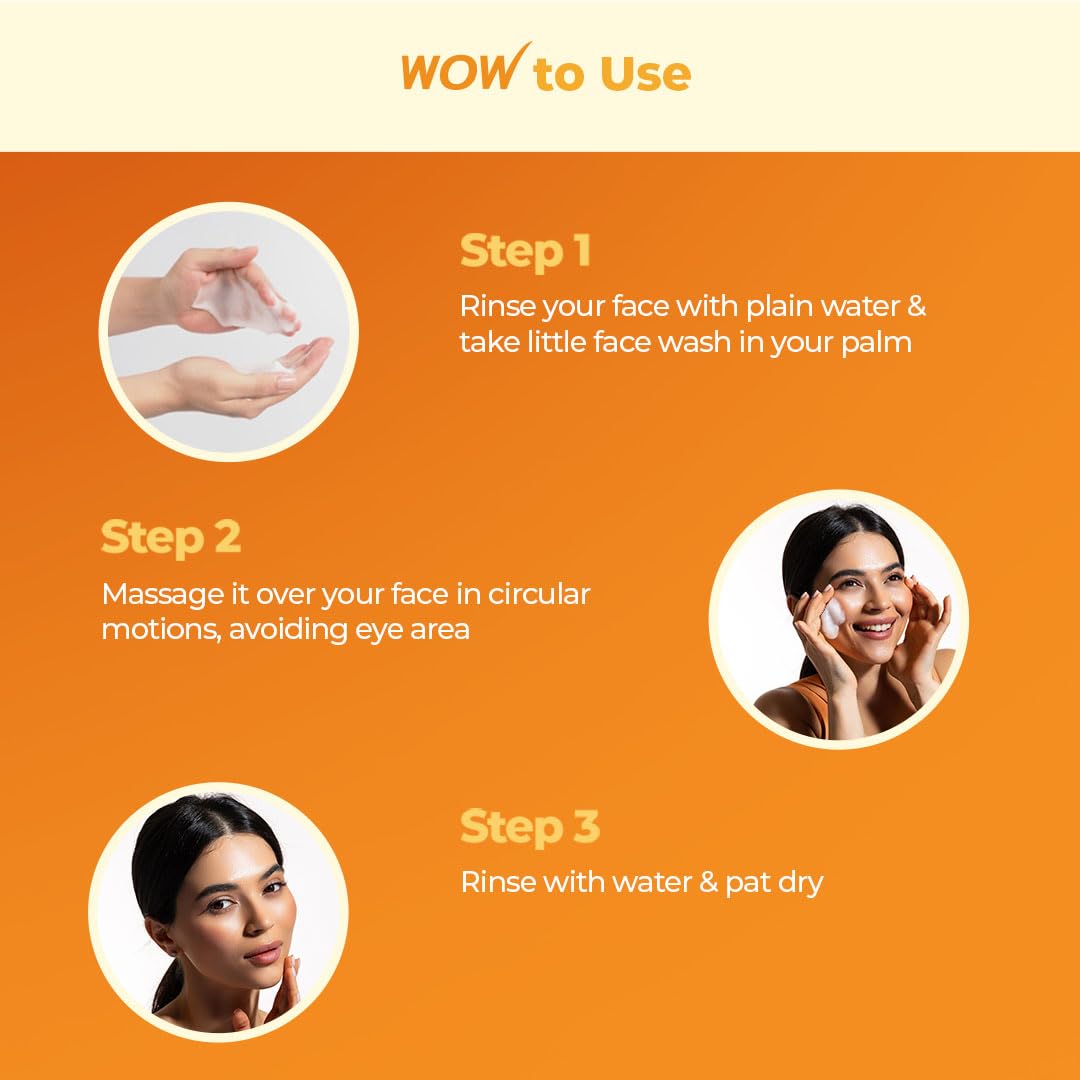 WOW Brightening Vitamin C Face Wash - No Parabens, Sulphate, Silicones, Color & Synthetic Fragrance - 100mL