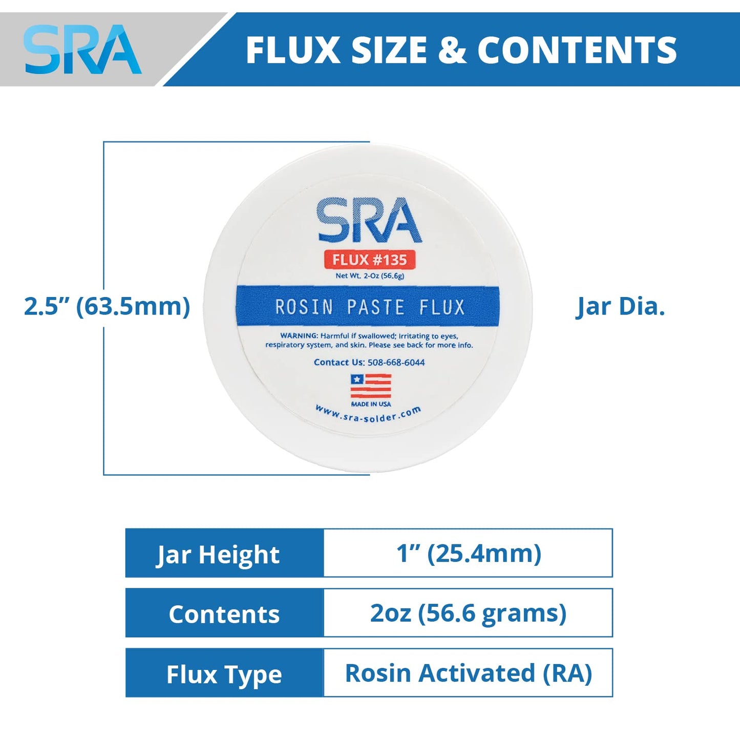 SRA Solder 135 Rosin Paste Soldering Flux For Electronics, No Clean Flux Made for Lead and Lead-Free Solder Circuit Boards and Copper Electrical Wire - Safe Residues with No Goopy Mess (2oz 2-Pack)