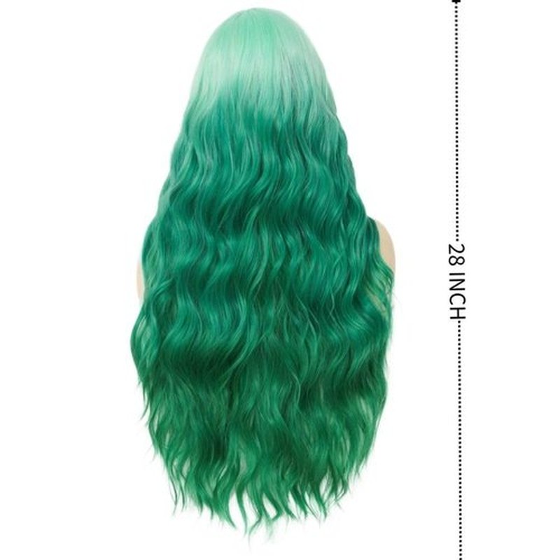 Tseses Green Ombre Long Wavy Women Wigs Middle Part Wigs for Women Synthetic Wig Daily Party Use