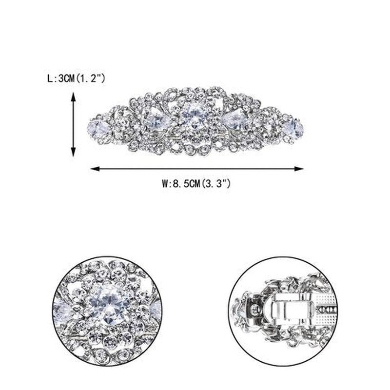 EVER FAITH Wedding Hair Accessory for Bride Austrian Crystal CZ Bridal Art Deco Flower Vine Hair Barrette Clip for Women