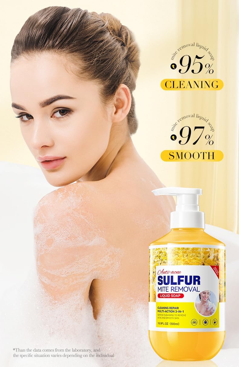 Purifying Sulfur Body Wash Cleanser: Purify, Clarify, and Refresh-Deep Cleansing for a Clear & Moisturizes Skin,Enjoy a Soothing Shower Experience,Gentle Sulfur Soap, Fragrance-Free