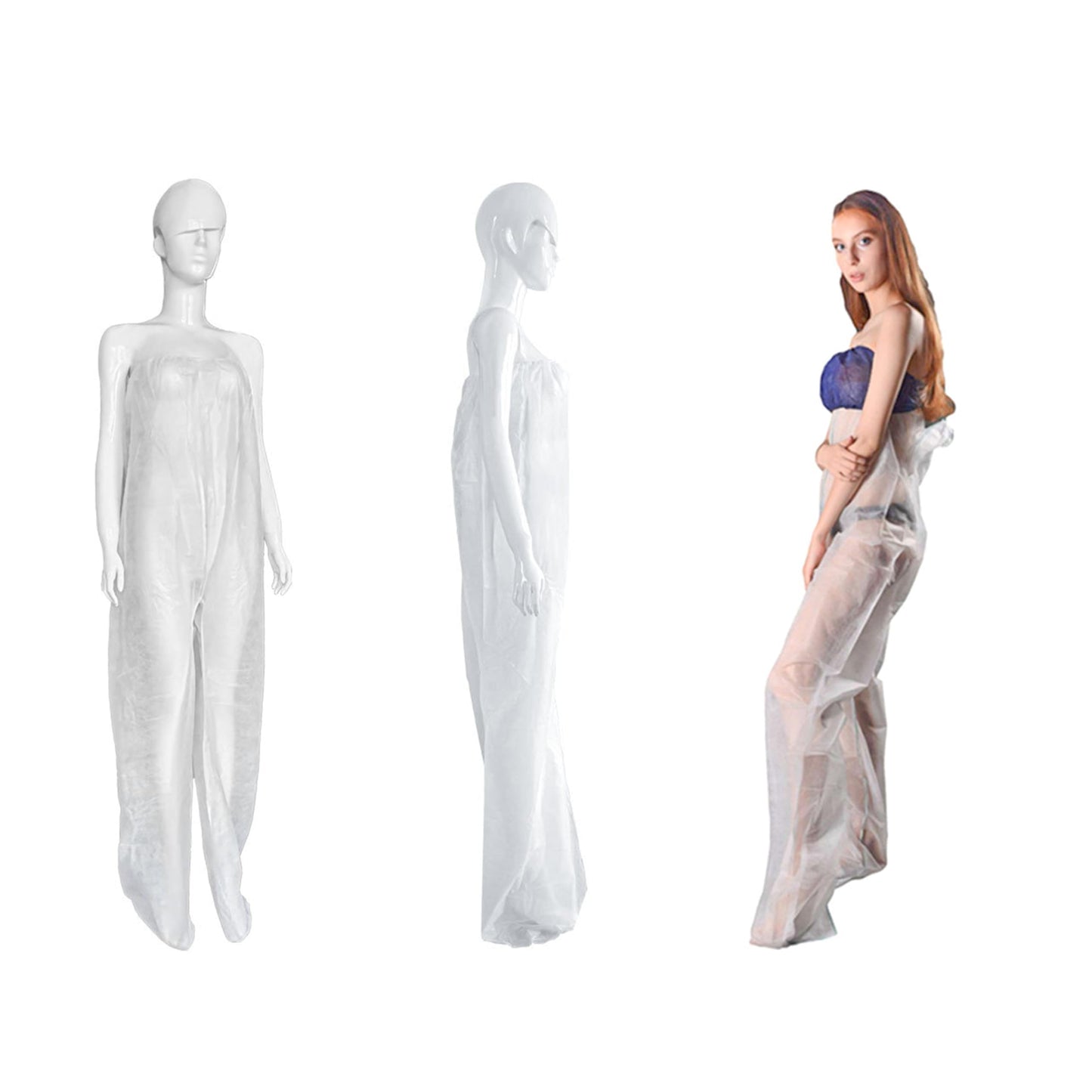 Elitzia Disposable Non-Woven Protective Long Pants Yoga Sauna Pants for Spa Beauty Breathable Tear-Resistant ETDSLP01 (Pack of 10) White