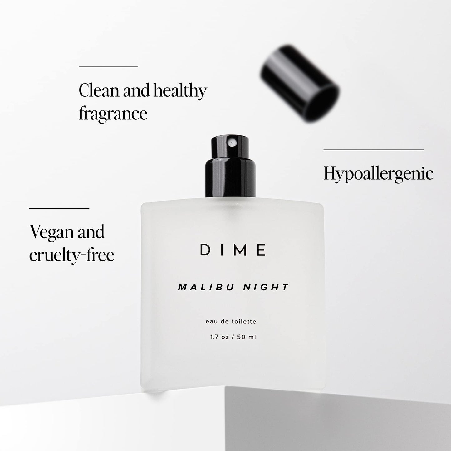 DIME Beauty Perfume Malibu Night - Beachy Coconut Perfume for Women with Night Blooming Jasmine, Coconut & Radiant Raspberry, Eau de Toilette Spray, Vegan, 1.7 oz / 50 ml