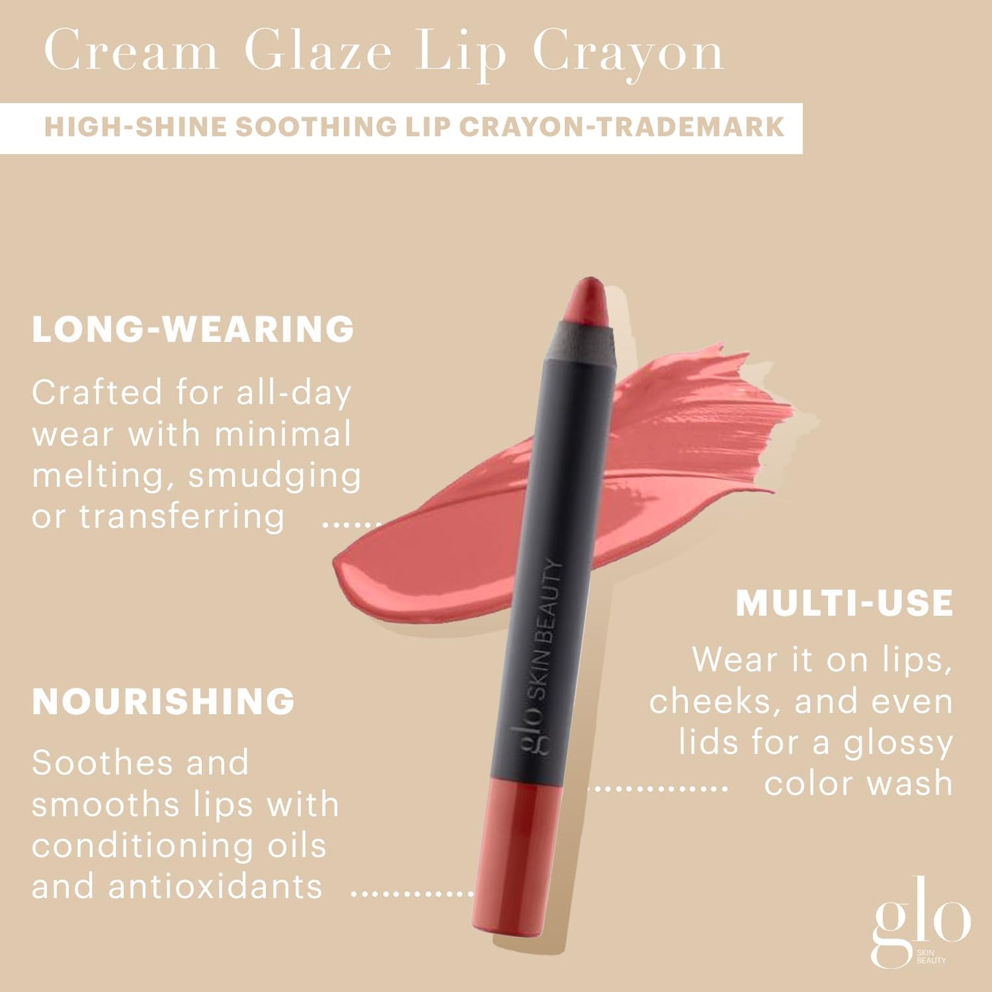 High Shine Glo Skin Beauty Cream Glaze Lip Crayon - Intense Color & Long-Lasting (Chiffon)