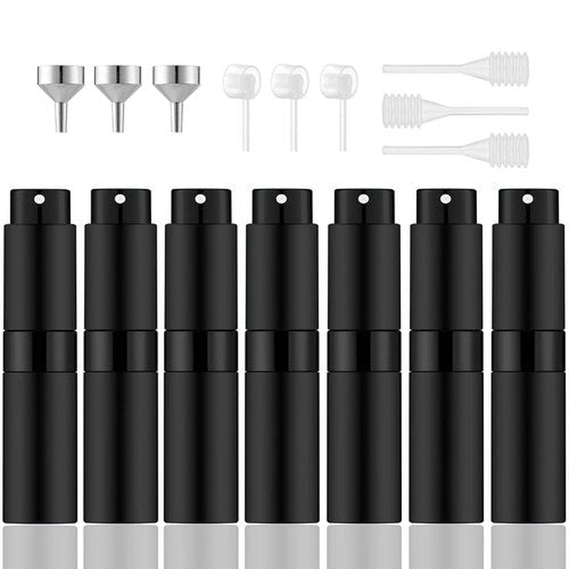 IRON BILL 7 PCS/8ml Portable Mini Perfume Atomizer Bottles, Empty Refillable Spray Bottle with 3 Types of Refill Tools, Pocket Travel Perfume Sample Bottles