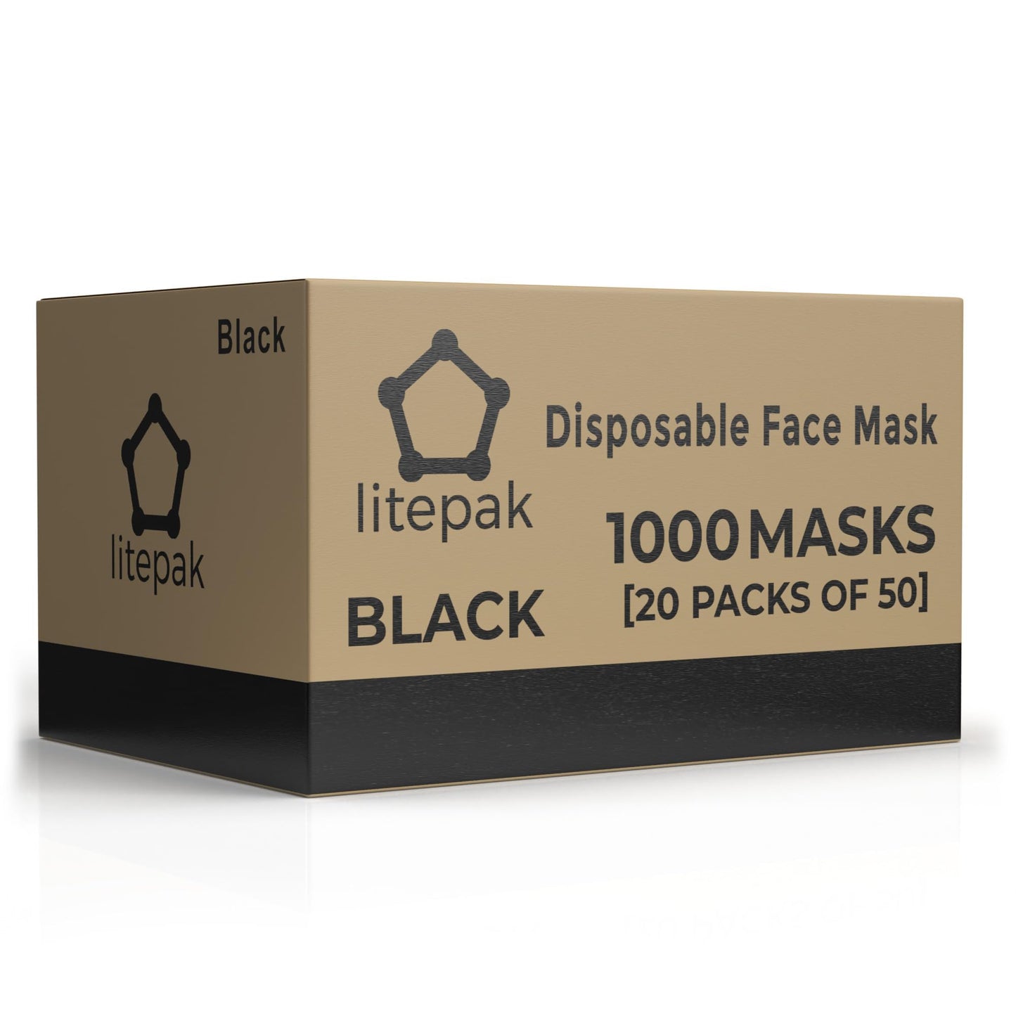 Litepak - 1,000 PCS - Disposable Face Masks for Home & Office - Breathable & Comfortable Filter (Black)