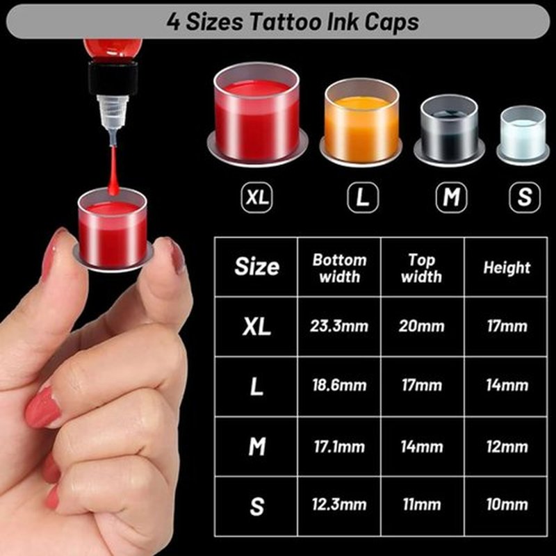 Ink Caps Cups, Urknall 1000pcs Ink Caps with Base Small Tattoo Ink Cups Tattoo Caps for Ink Tattoo Ink Cups Pigment Cups Tattoo Plastic Cap(#11MM)