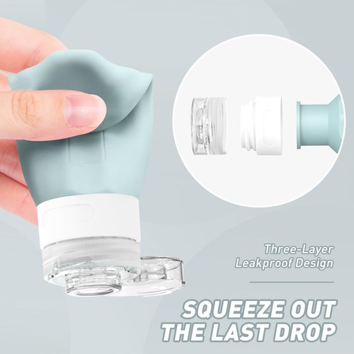 Redfly Travel Bottles for Toiletries, Tsa Approved 3oz Travel Size Containers, Leak Proof Silicone Travel Containers for Toiletries, BPA Free Refillable Travel Accessories for Shampoo Conditioner Gray