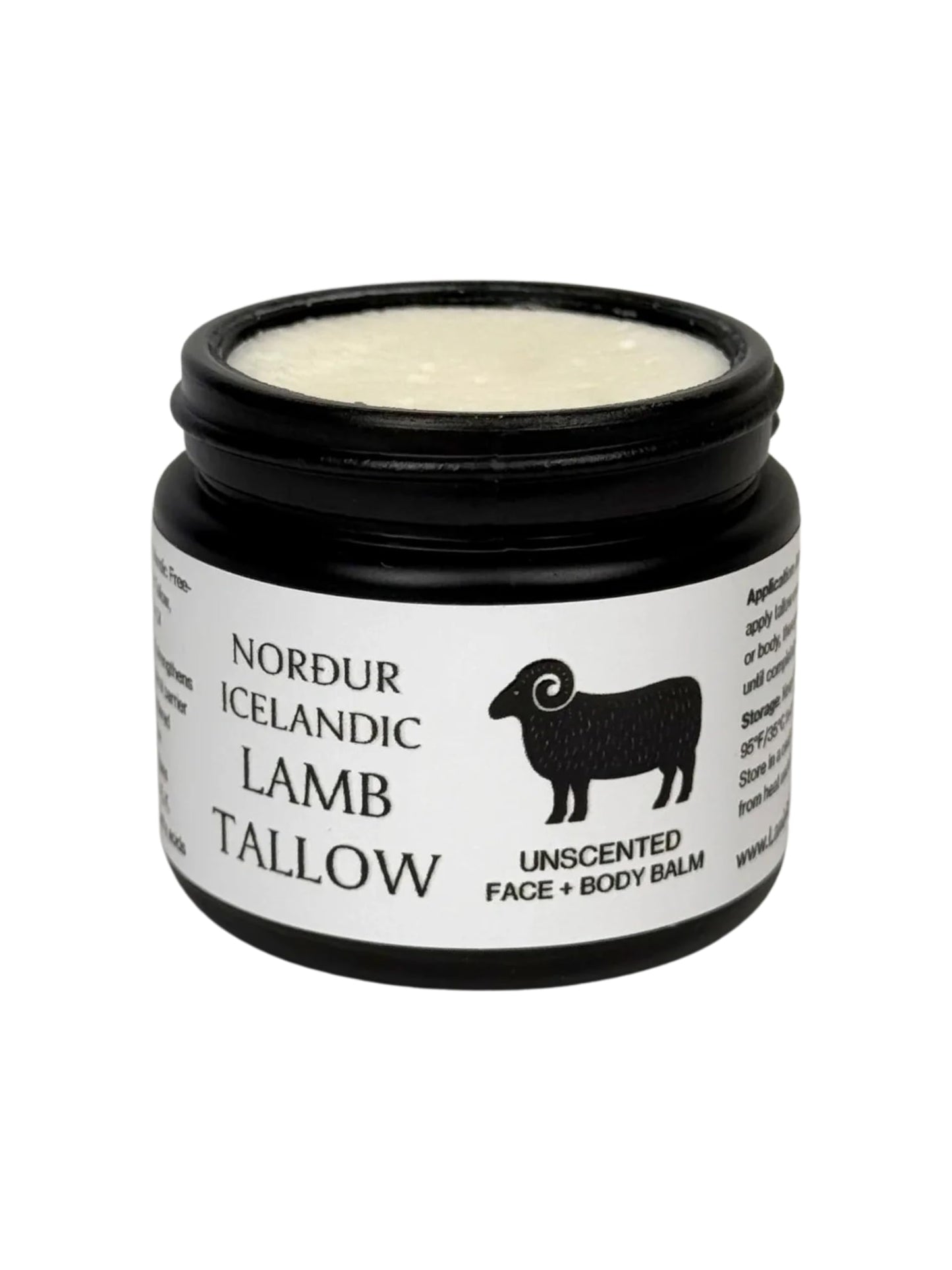 NORDUR 100% Icelandic Lamb Tallow for Skin Care - Face + Body - Whipped Moisturizer from Free Roaming Icelandic Lambs - Ultra Nourishing, 2 FL. oz. (Unscented)
