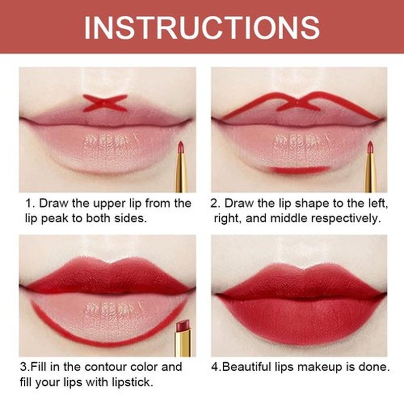 2 in 1 Dark Red Matte Lip Liner & Lipstick Combination, DNM Metallic Dual Ended Lipstick, Lip Liner, Lip Gloss, 24 Hour all Day Long-Lasting Waterproof Lipliners Pencil for Women Lip Makeup Gift 06#