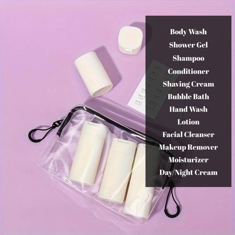FANPOI 5pcs Travel Cream Dispenser Bottles Set Travel Bottles Toiletry Containers Set, TSA Approved, Travel Essentials (Pink)