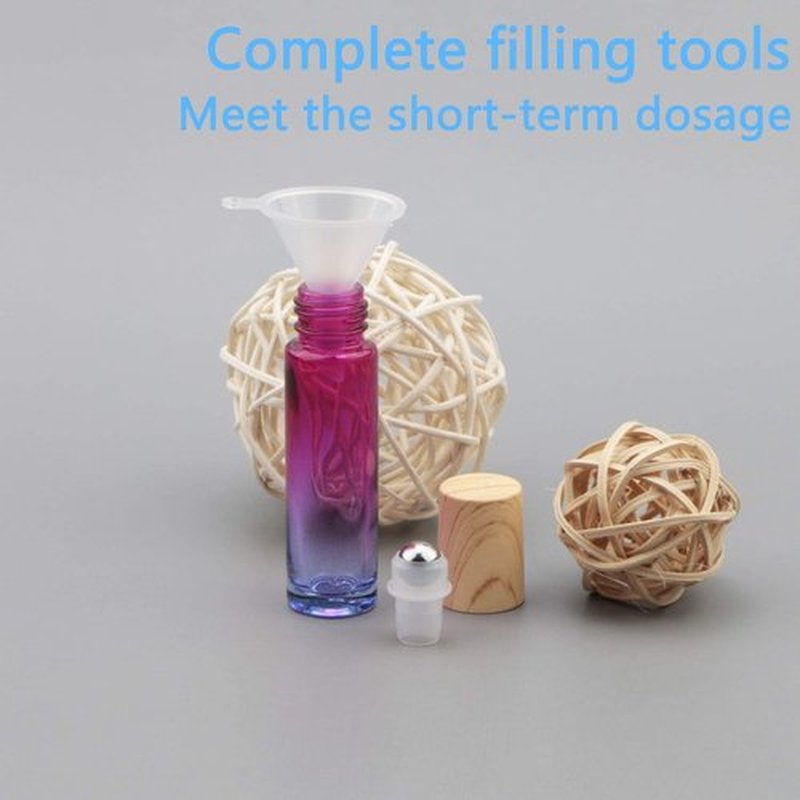 Newzoll 8 Pcs 10 ml (1/3 oz) Glass Roll on Bottles Rose Blue Gradient Roller Bottles Vials Container for Essential Oils Perfume Lip Balms
