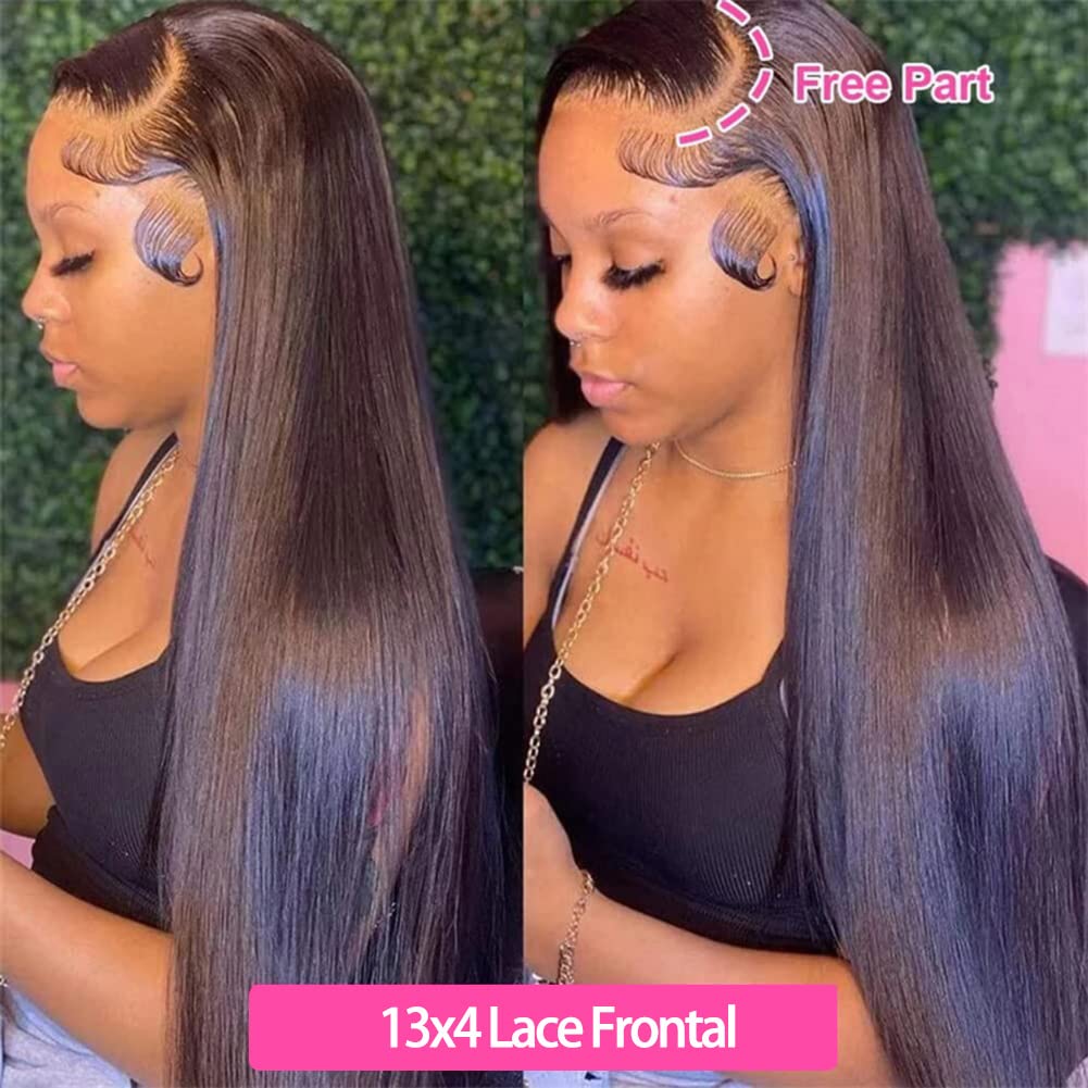 13x4 HD Lace Frontal Closure 10 Inch Straight Lace Frontal Human Hair Swiss HD Transparent Lace Frontal Only 100% Unprocessed Brazilian Virgin Hair Ear to Ear Lace Frontal Closure Pre Plucked 1B Black