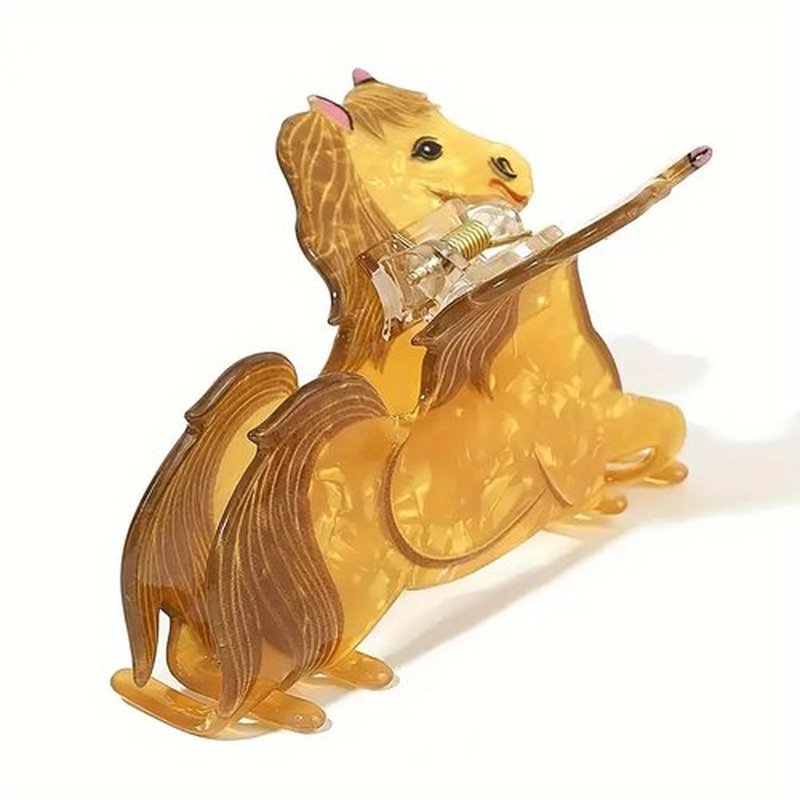 Horse Shape Hair Clips Cute Hair Claw Clips Cartoon Animal Fall Hair Accessories Nonslip Brown Hair Barrettes Thanksgiving Day Acrylic Shark Jaw Clip Medium Hair Clips Hair Decorations for Women