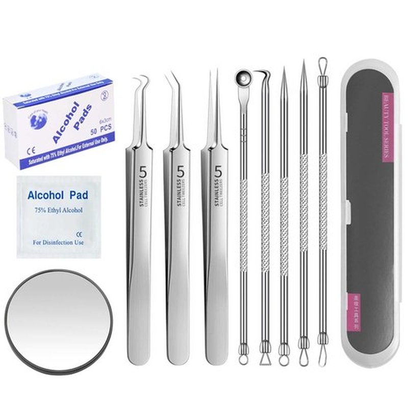 Usiveinborn Blackhead Remover, Usiveinborn Tweezers, Professional Facial Blackhead Remover Tweezers, Stainless Steel Blackhead Tweezers Professional Tool Set, Blackhead/Pimple Extracto (7PCS)