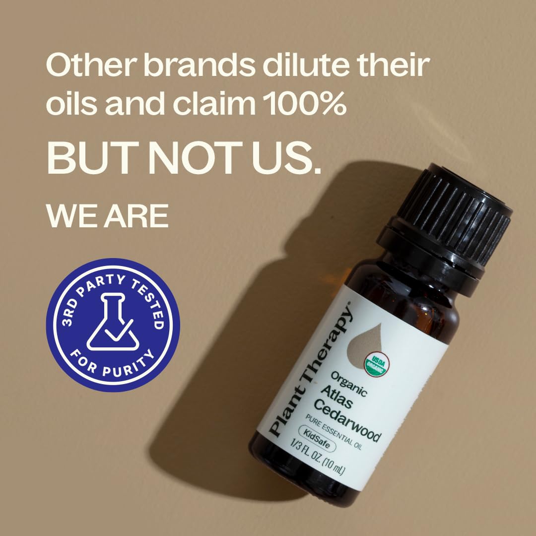Plant Therapy Atlas Cedarwood Essential Oil 10 mL USDA Certified Organic