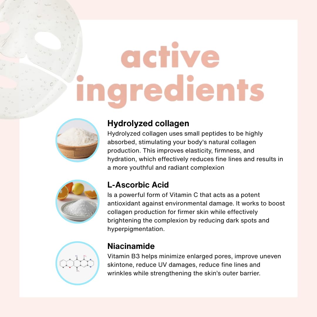 Saranghae Bio-Collagen NiaGlow+ Hydrogel Mask – 5 Pack Korean Skincare Face Mask with Niacinamide & Vitamin C – Melting Deep Hydration for Glass Skin, Radiant Glow & Skin Barrier Support