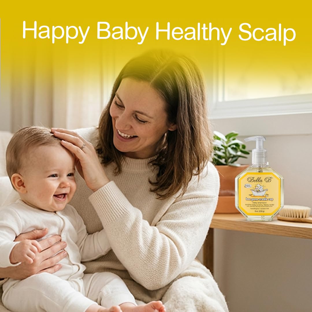 BELLA B Bee Gone Cradle Cap Baby Shampoo Treatment, 8 oz, Organic Natural Dry Scalp Shampoo For Babies