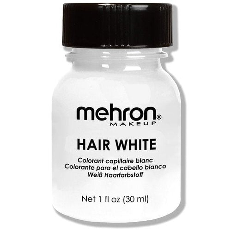 Mehron Makeup Hair White | Washable White Hair Dye | Temporary Hair Color for Theatre, Cosplay, & Halloween 1 fl oz (30ml) (White)