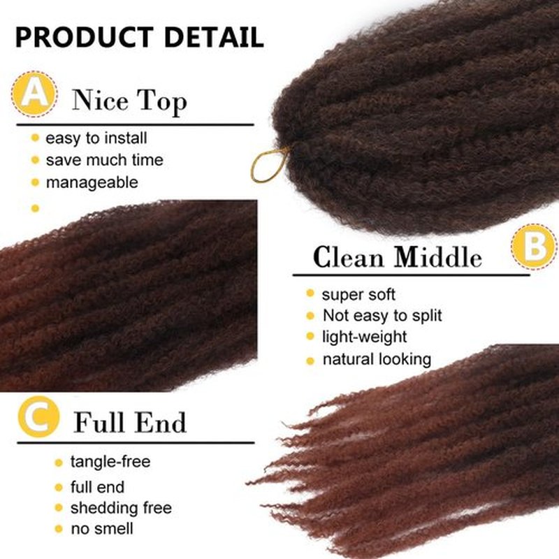 Marley Crochet Braids Hair 24 Inch 8 Packs Afro Kinky Marley Twist Braiding Hair Synthetic Curly Twist Marley Hair Long Springy Afro Twist Hair Extensions (TB/30#, 24 Inch (Pack of 8))