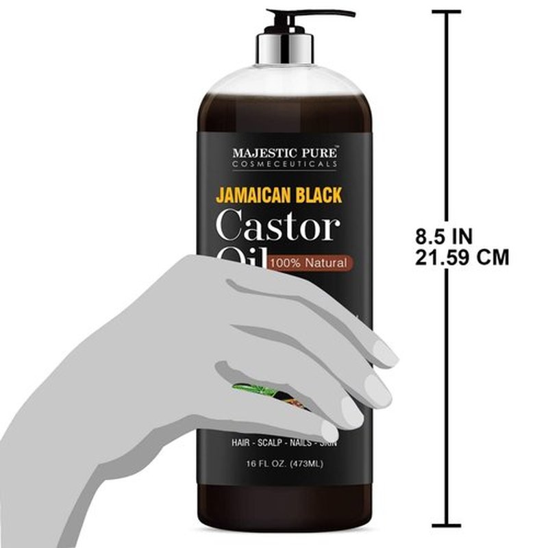 MAJESTIC PURE Pure Jamaican Black Castor Oil for Hair Care, Strengthening, Nourishing, and Volumizing Formula - Non GMO Verified, 16 Fl Oz