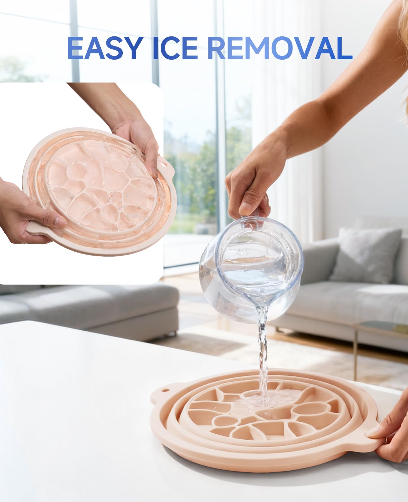 Face Ice Bath Bowl with Built-in Ice Tray for Cold Therapy, Collapsible Silicone Face Bowl for Ice Skin Tightening & Puffiness Reduction, Ideal for Home Use