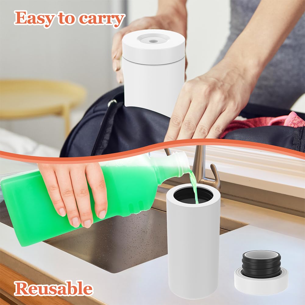 Dish Soap Dish Dispenser, Silicone Squeeze Washing Up Liquid and Hand Soap Refillable Bottles, 240ml Refillable Dishwashing Liquid Dispensing(Color:White)