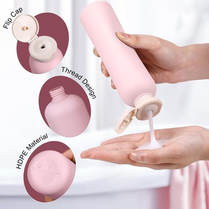 UMETASS 8.8oz Travel Bottles for Toiletries, Empty Plastic Squeeze Bottles with Flip Cap, Lotion Container for Toiletries (3 pack, pink)