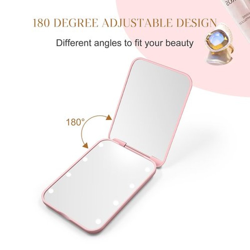 Kakuje Compact Mirror, 1X/3X Magnification LED Pocket Mirror with Nternal BIattery, Mini Mirror for Purse, Pocket,Travel and Present (Pink)