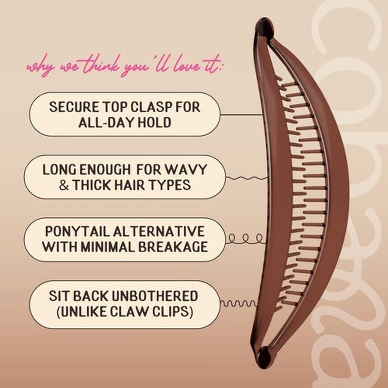 Cobana Banana Clip Hair Clips - Volumizing Hair Claw Clips & Hair Styling Accessories for Thick & Thin Hair - Large 6'' Set of 2 (Neutral)
